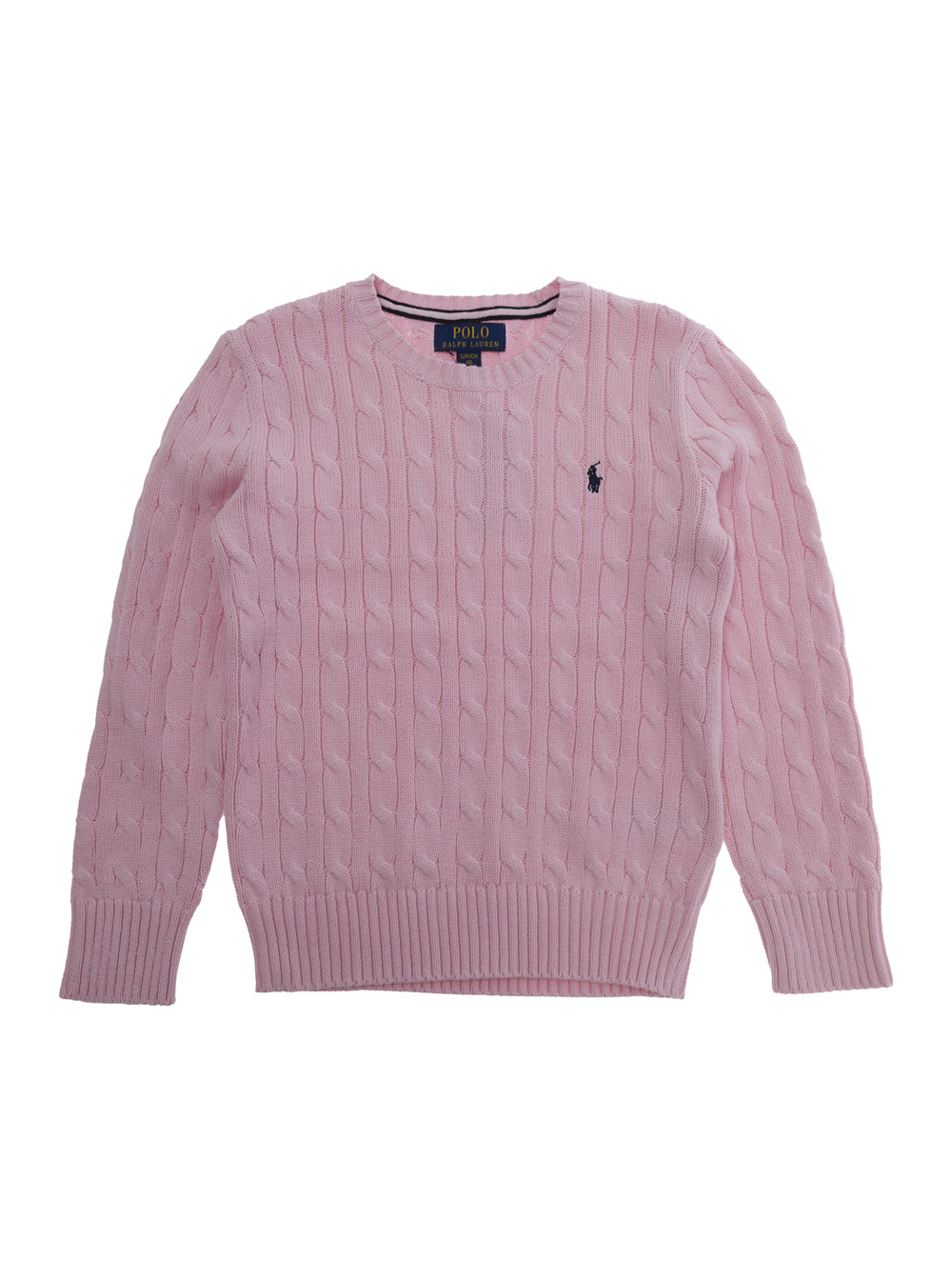 Polo Ralph Lauren Kids Girls Pink Sweater Ls Cable Cn-Tops-Sweater With Crew Neck For Women Cotton Jersey - Kids