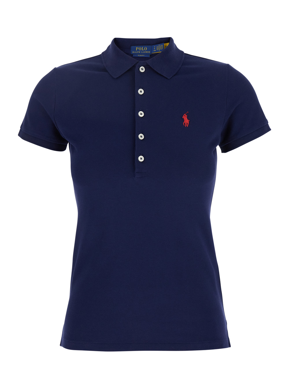 Polo Ralph Lauren Women's Blu Julie E Polo With Classic Collar And Pony Embroidery On The Front In Stretch Cotton Woman Elastane Tshirts Shirts