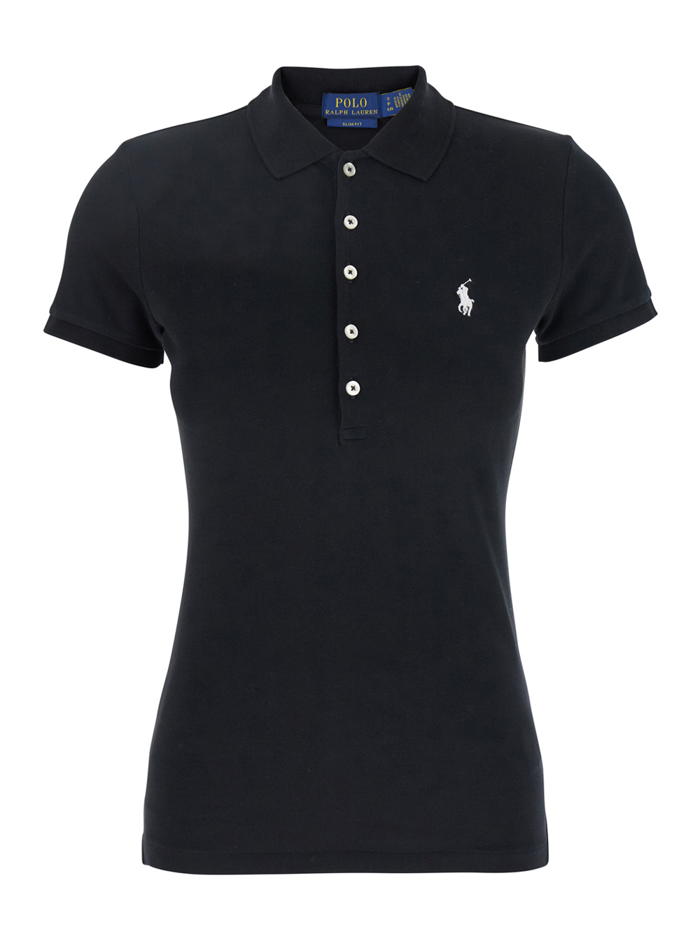 Polo Ralph Lauren Women's Black Polo Julie With Classic Collar And Pony Embroidery On The Front In Stretch Cotton For Elastane Tshirts Shirts