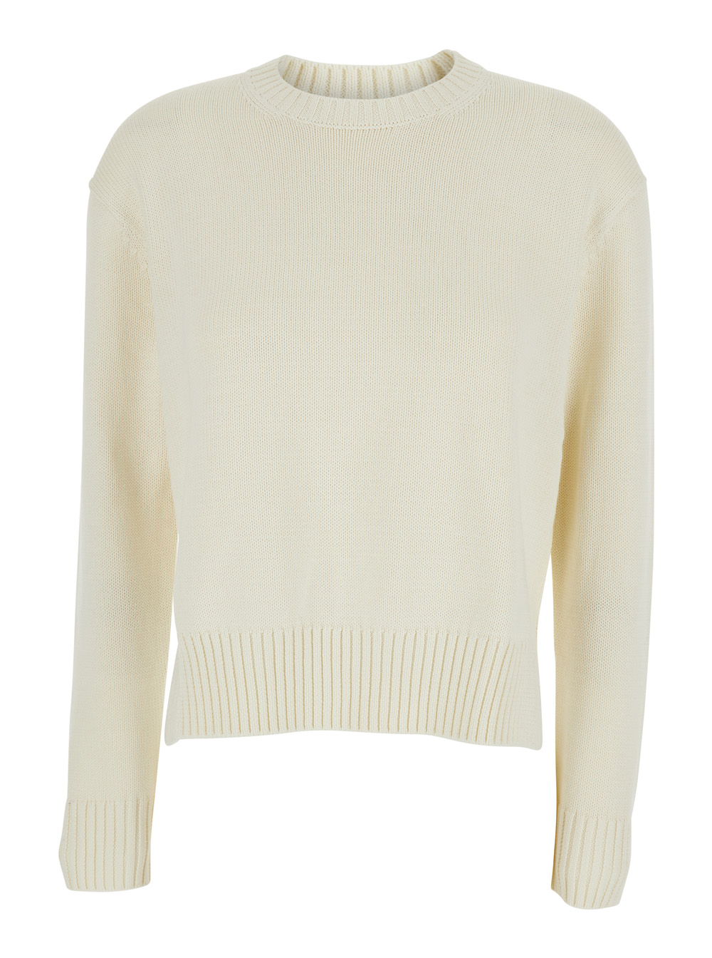 Polo Ralph Lauren Women's White Sweater With Long Sleeves Round Neck In Cotton Jersey