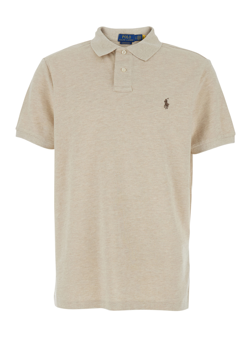 Polo Ralph Lauren Men's Beige Polo Shirt With Classic Collar And Pony Embroidery On The Front In Cotton For Tshirts