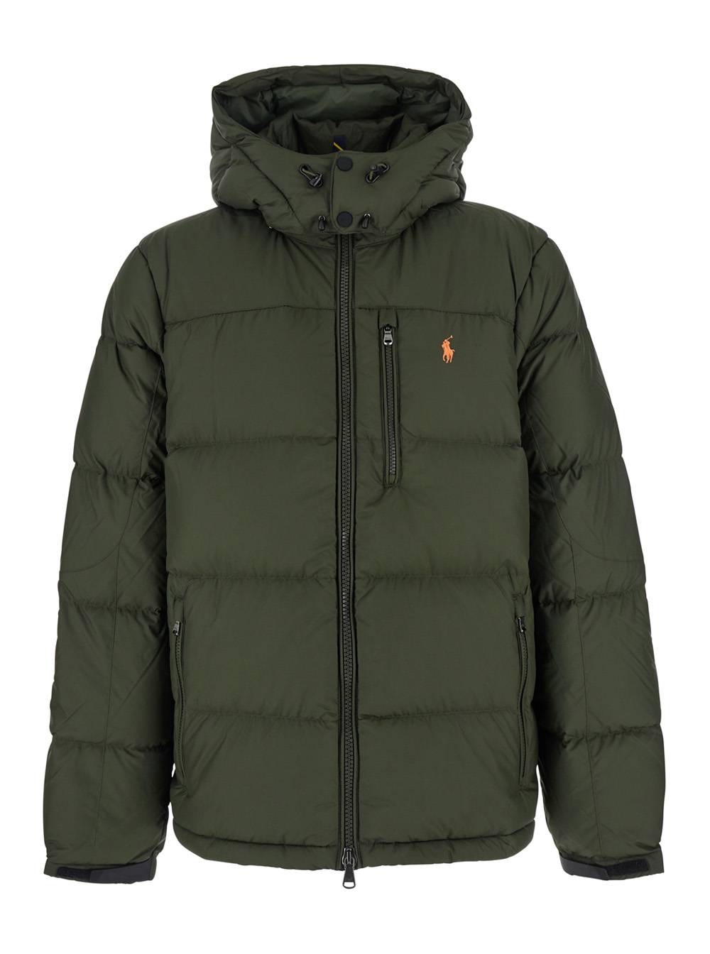 Polo Ralph Lauren Men's Green Gorham Down Jacket With Fixed Hood And Embroidered Pony Logo On The Front In Tech Fabric For Polyester