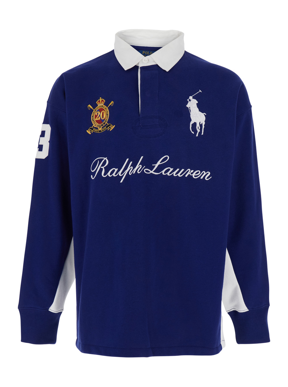 Polo Ralph Lauren Men's Blu Rugby Fit E Polo Shirt With Maxi Pony Embroidery On The Front In Cotton Blend For Polyester Tshirts And