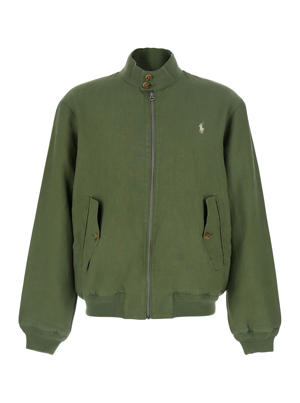 Polo Ralph Lauren Men's Green Jackets Wind Brkr Lino With Front Zip Closure For Linen