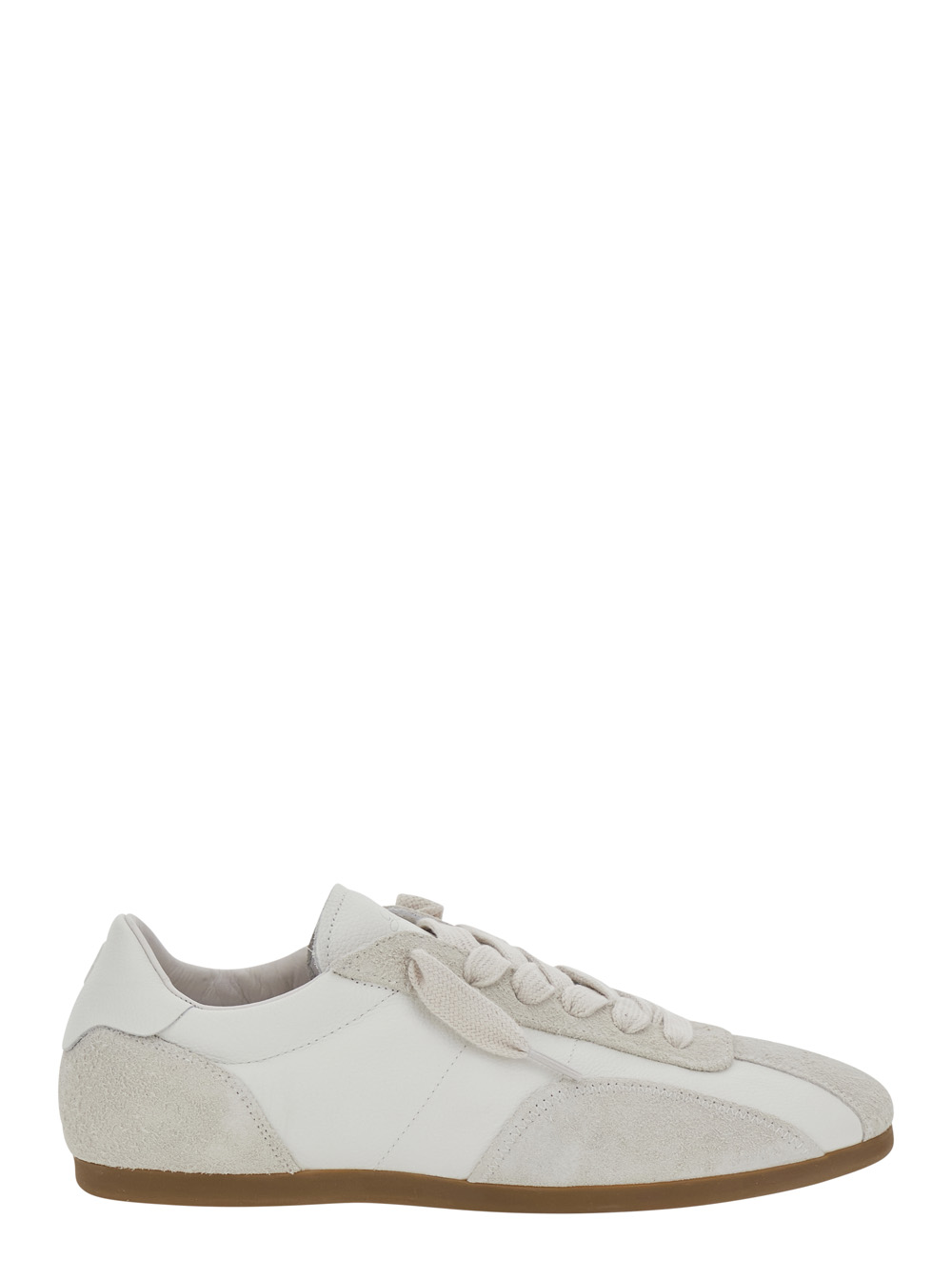 Represent Men's White Sneakers With Chunky Sole And Contrast Green Pull-Tab Leather