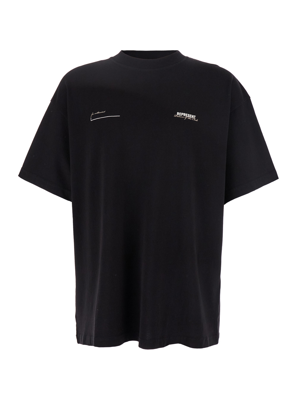 Represent Men's Black T-Shirt Patron Of The Club With Front And Back Logo Print In Cotton For Tshirts Polo Shirts
