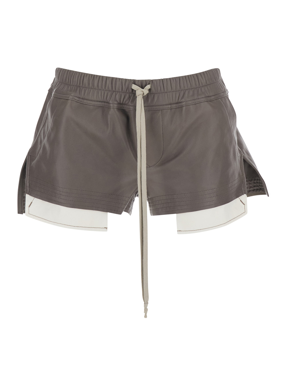 Rick Owens Rick Owens Fog Ecoleather Shorts with Front Drawstring and Leather Vents for Women Grey Lamb Bermuda - Women　Rick Owens 