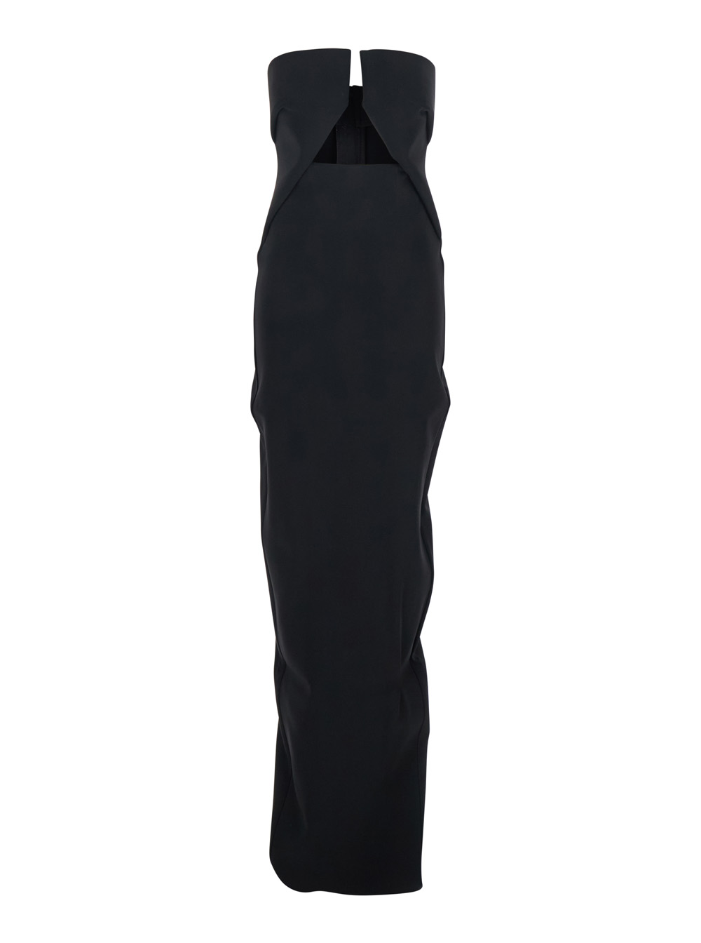 Rick Owens Women's Black Long Dress Rp01f6528sy09 With Front Neckline And Zip Closure On The Back In Viscose Blend For Acetate Elastane