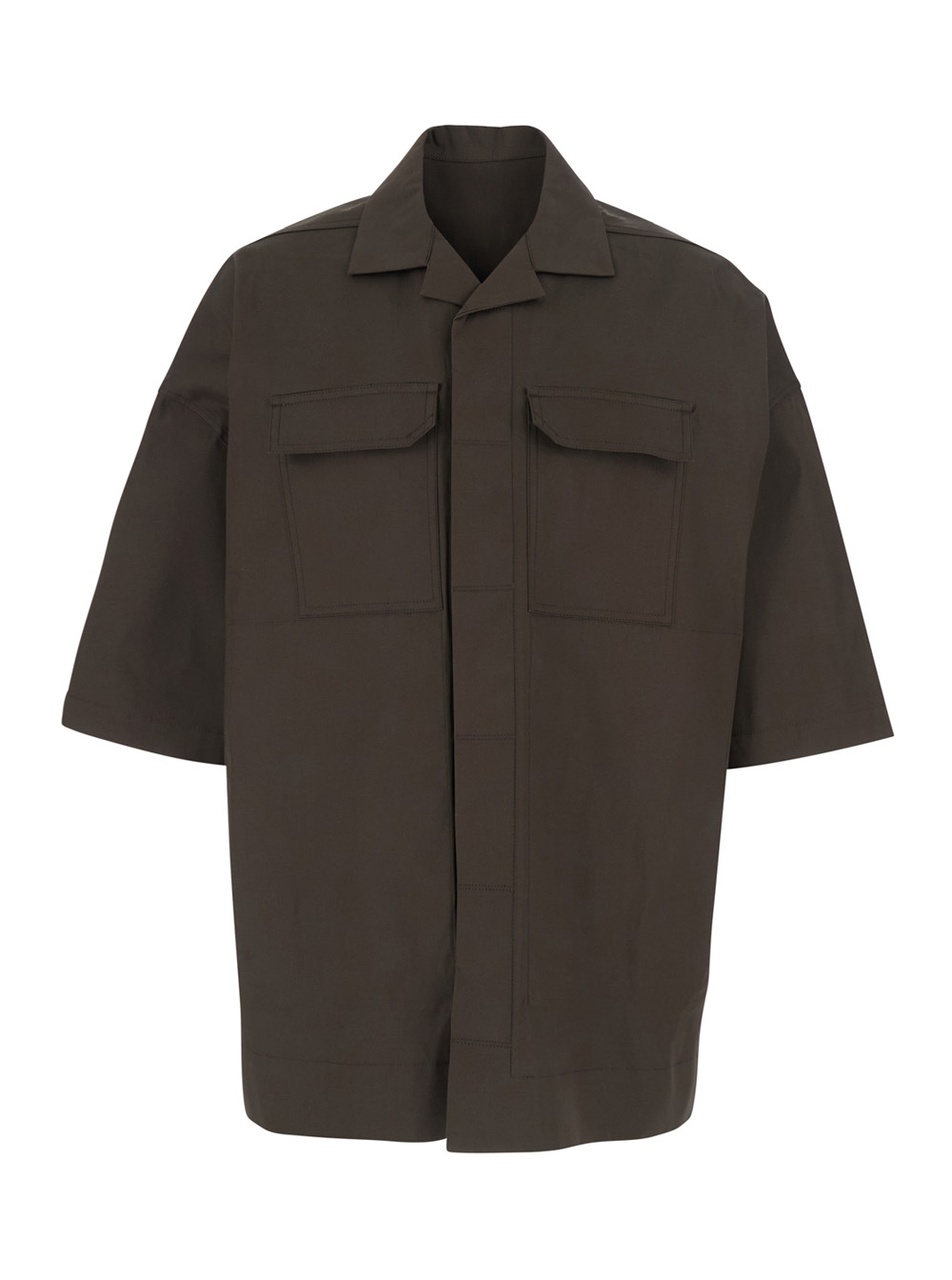 Rick Owens Rick Owens Magnum Bowling Shirt with Cuban Collar and Wide Short Sleeves in Brown for Men Cotton Elastane Blouses - Men　
