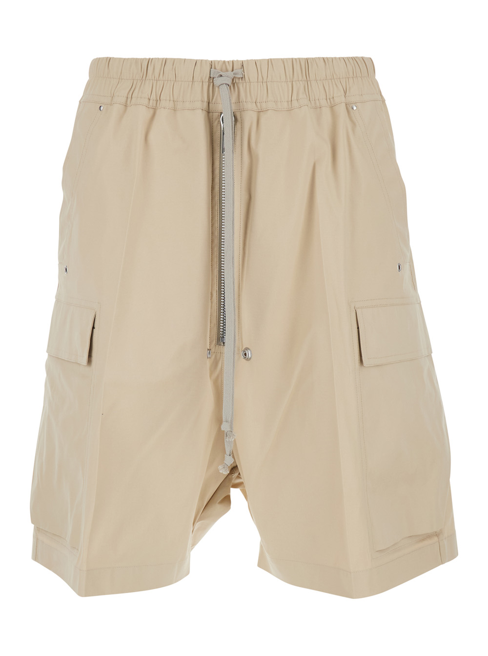 Rick Owens Rick Owens Cargobela Shorts with Elasticized Waist and Drawstring Welt Pockets in Stretch Beige Cotton for Men Elastane 