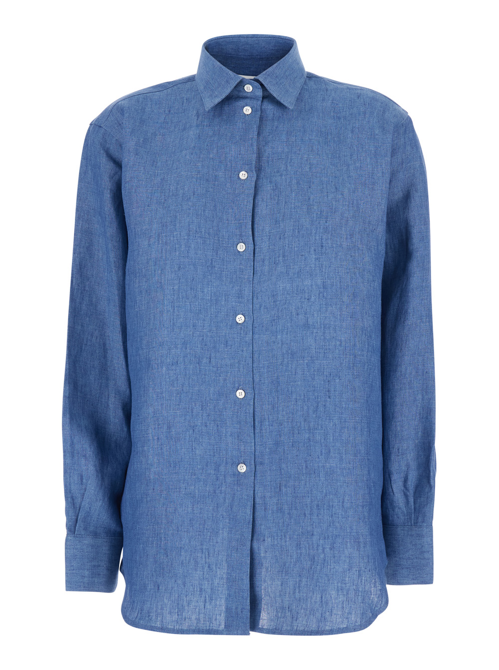 Rohe Blue Shirt with Classic Collar and Button Closure for Women Blu Linen Blouses – Women