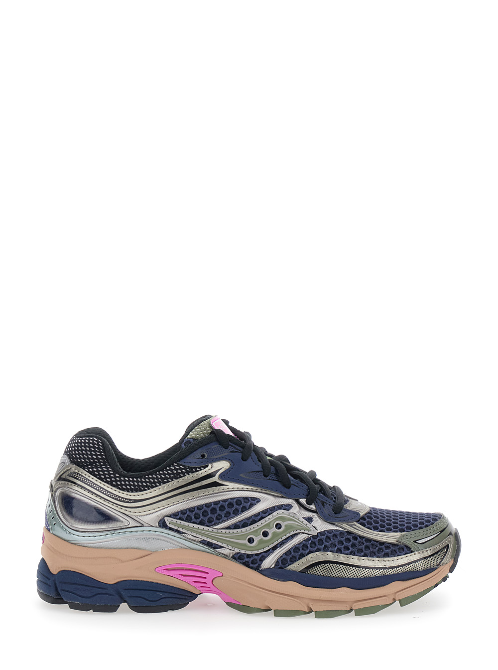 Saucony Unisex Blu Omni 9 E Low Top Sneakers With Perforated Design And Logo Patch On The Tongue In Tech Fabric Polyurethane