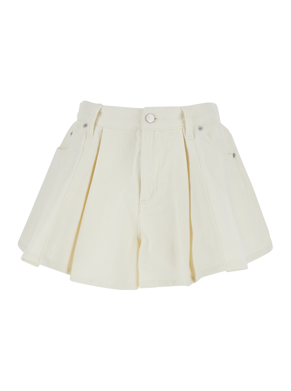 Sea Nyc Women's White Shorts Stasia Denim Jean With Front Pockets And Details For Cotton Viscose Bermuda