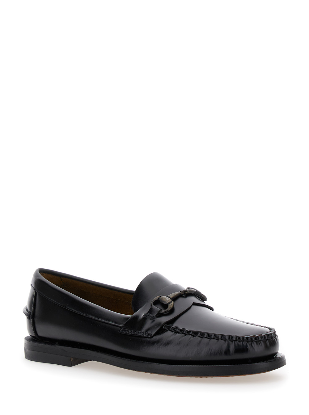 Sebago Women's Black Joe Loafers With Horsebit Leather For