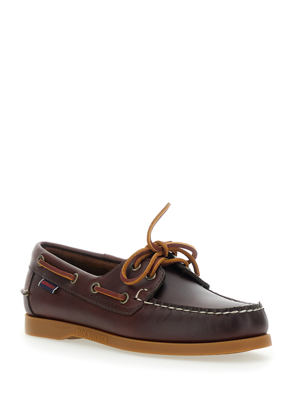 Sebago Women's Brown Loafers Docksides Portland Waxed Woman With Rounded Toe Leather
