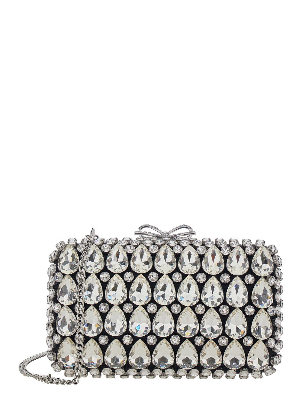 Self-Portrait Clutch Bag BLACK SATIN CRYSTAL with Details in for Women Clutches And Pochettes – Women