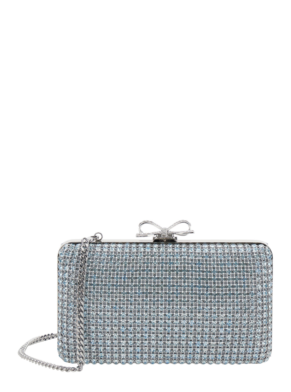 Self-Portrait Clutch Bag BLUE CRYSTAL CHAINMAIL with Details Blu Clutches And Pochettes – Women