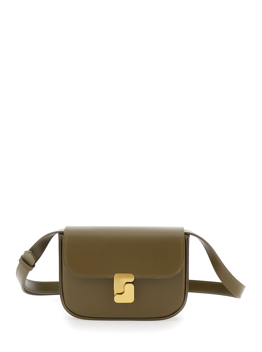 Soeur Women's Green Bell Shoulder Bag With Elegant Design In Leather For Calf Crossbody