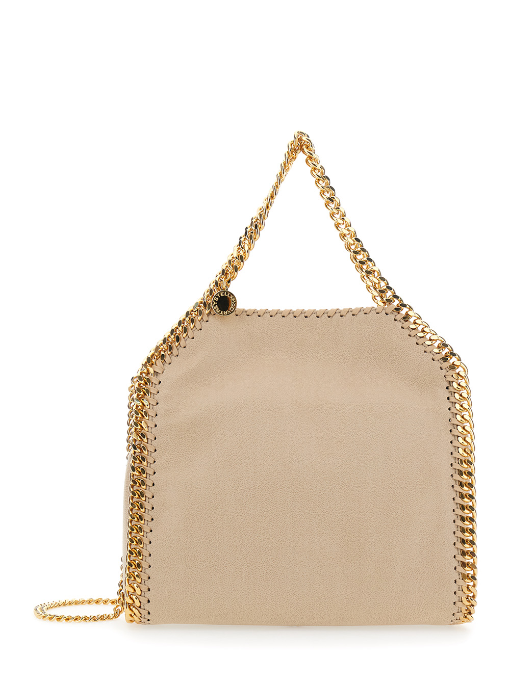Stella Mccartney Women's White Falabella Mini Shoulder Bag With Handle And Chain Strap In Ecoleather Polyester Crossbody