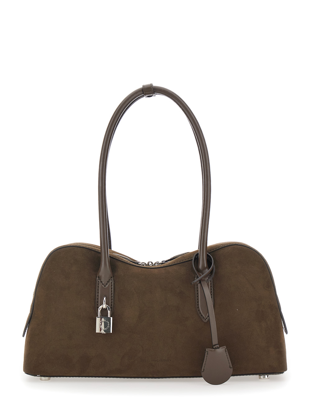 Stella Mccartney Women's Brown Shoulder Bag Padlock With Ecoleather Logo Detail True Hemp Lyocell