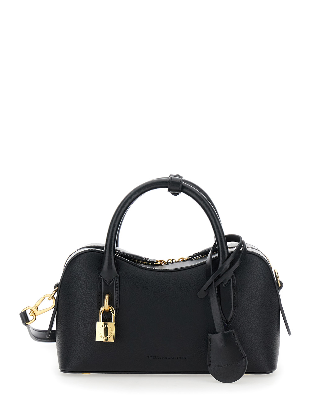 Stella McCartney Small Ryder Handbag with Logo Lock Detail and Two Top Handles in Black Ecoleather for Women Hemp Lyocell Hand Bags – Women