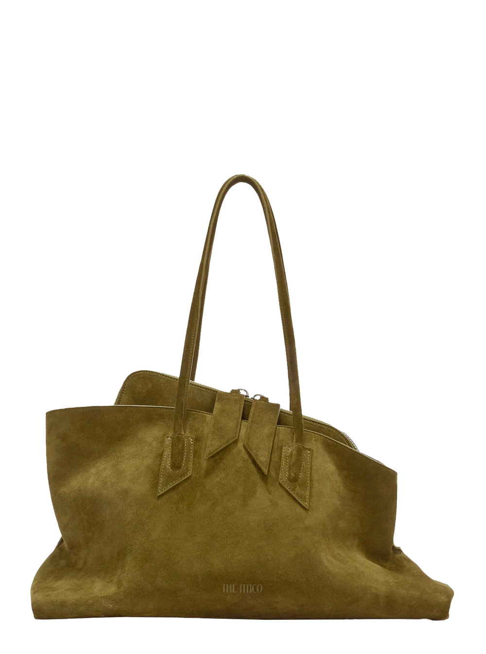 The Attico La Passeggiata Green Shoulder Bag With Two Top Handles Leather Suede Woman – Women