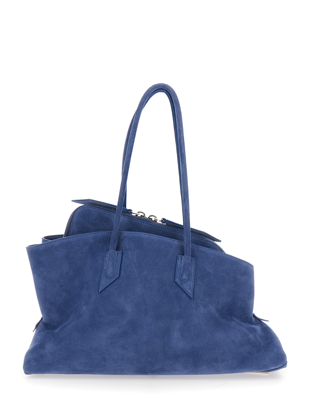 The Attico Women's Blu E Shoulder Bag La Passeggiata Medium With Two Top Handles And Zipper Closure In Suede For