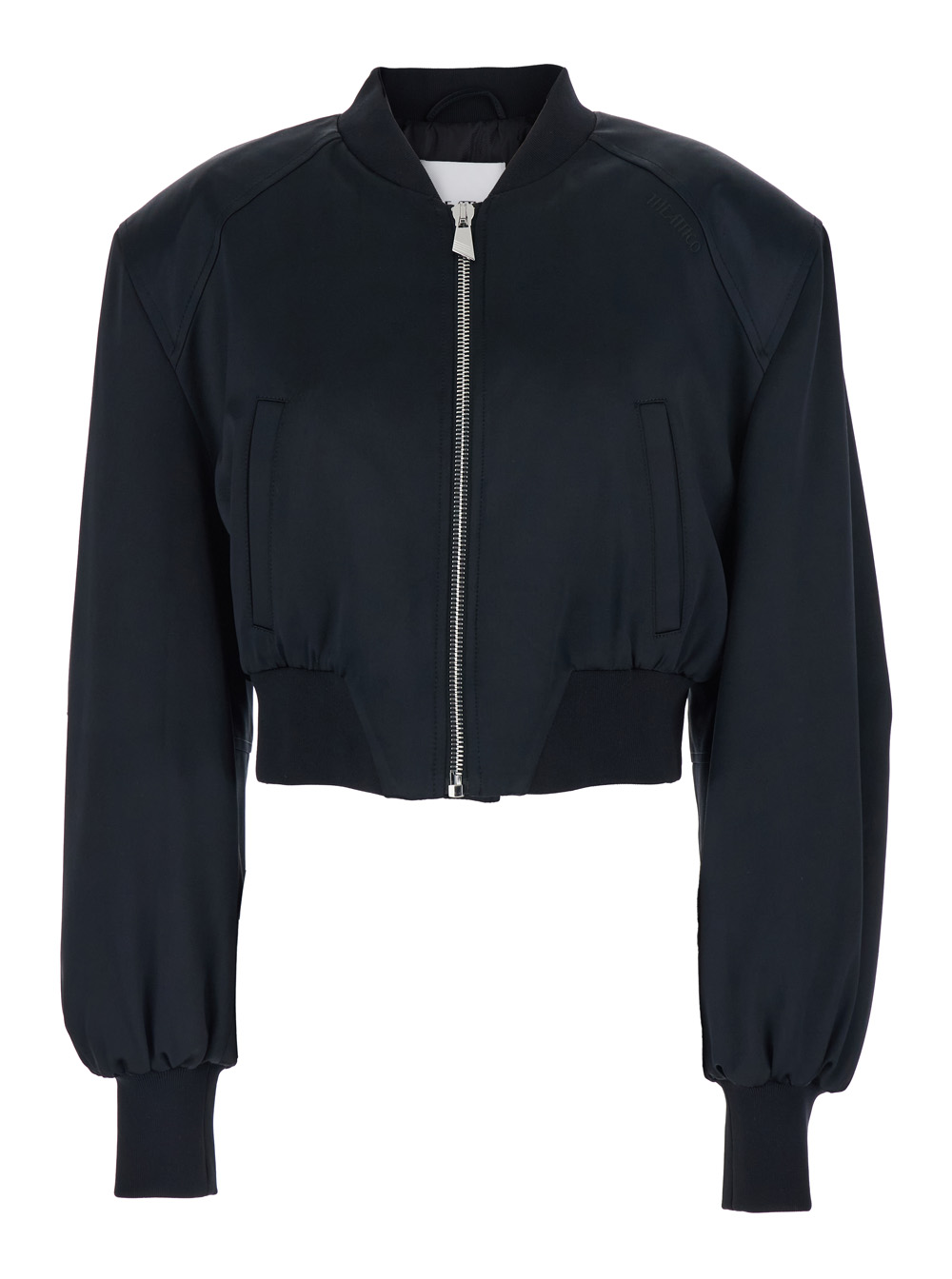 The Attico Women's Black Short Bomber Jacket With Tone-On-Tone Logo Embroidery On The Front In Viscose For Outerwear