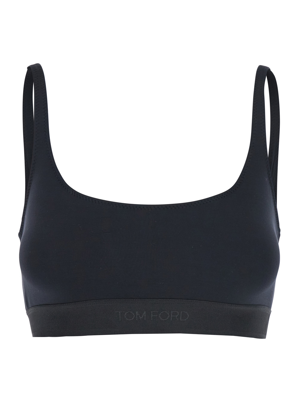 Tom Ford Bralette Top Brj016jex166l with Wide Neckline and Lettering Logo on the Front in Black Stretch Modal for Women Elastane Tops – Women