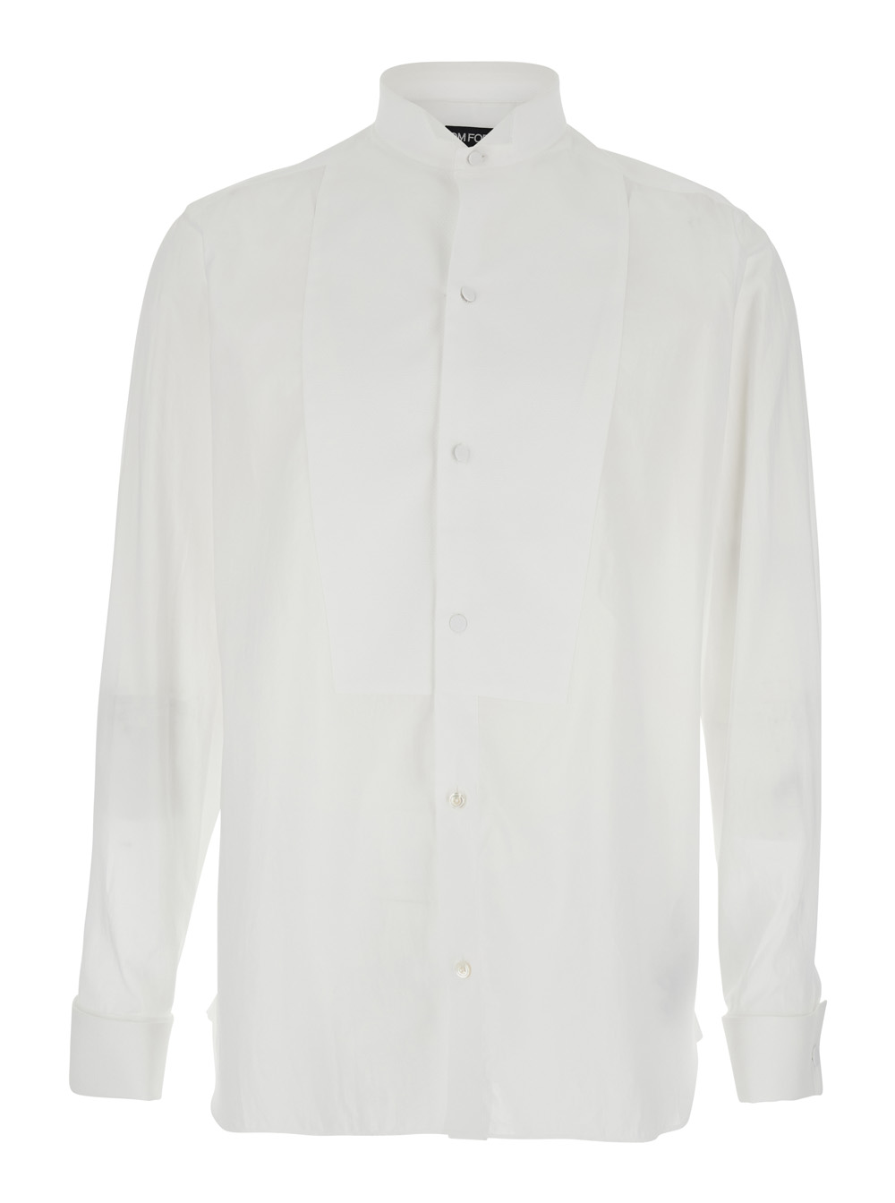 Tom Ford Men's White Long-Sleeved Shirt With Tone-On-Tone Button Closure In Cotton For And Blouses