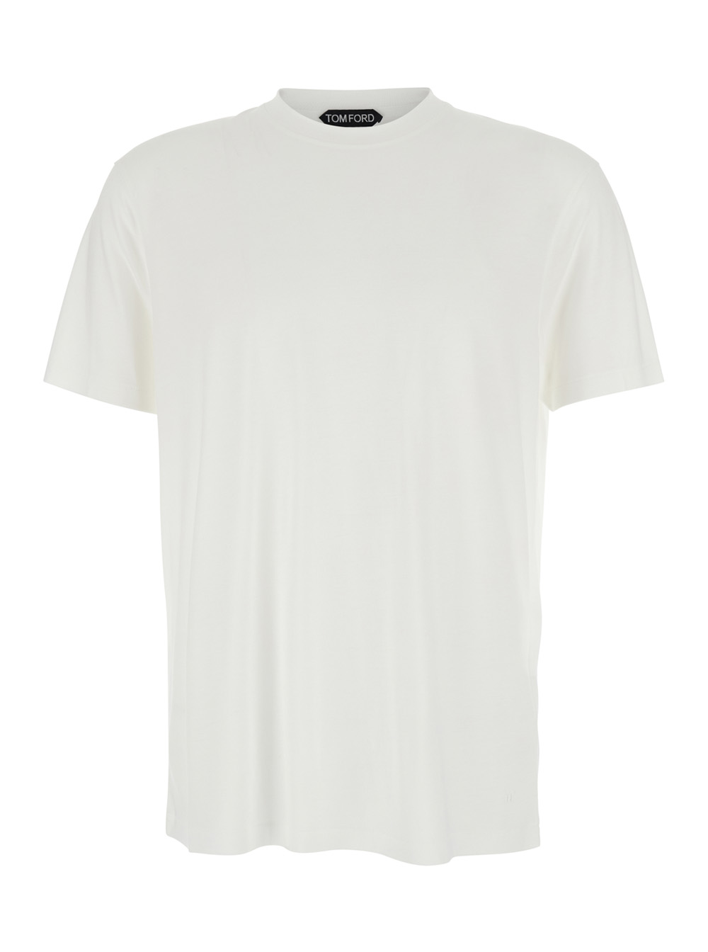 Tom Ford Men's White T-Shirt With Logo Embroidery On The Front In Cotton Blend For Lyocell Tshirts And Polo Shirts