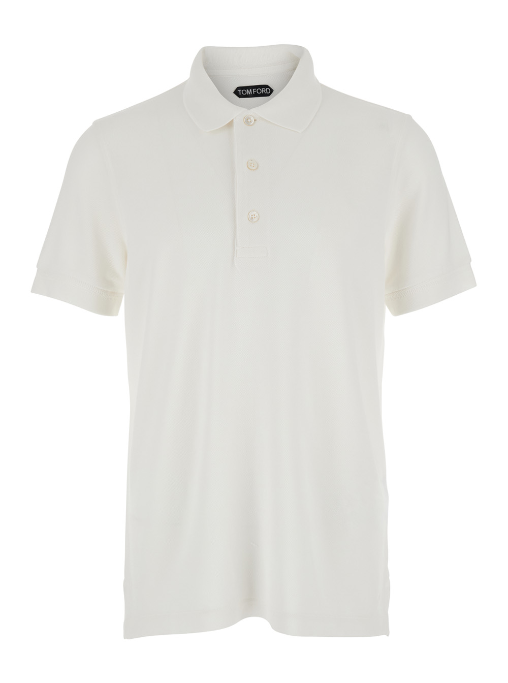 Tom Ford Men's White Polo Shirt With Classic Collar And Front Closure In Cotton Blend Tshirts