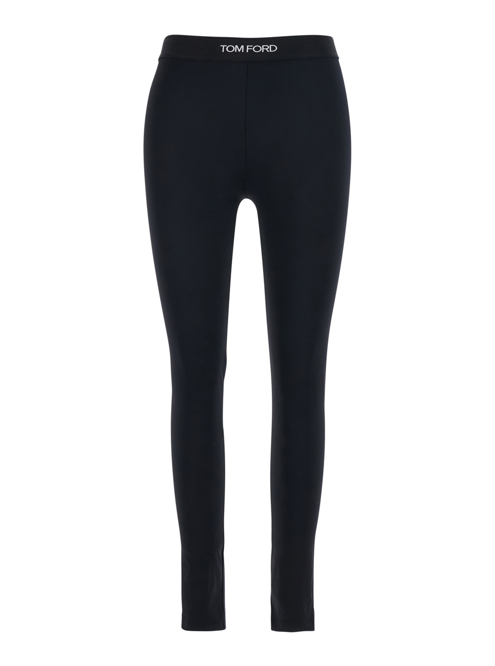Tom Ford Women's Black Leggings With Logo Lettering On The Waist In Tech Fabric Stretch Woman Polyamide Elastane Trousers