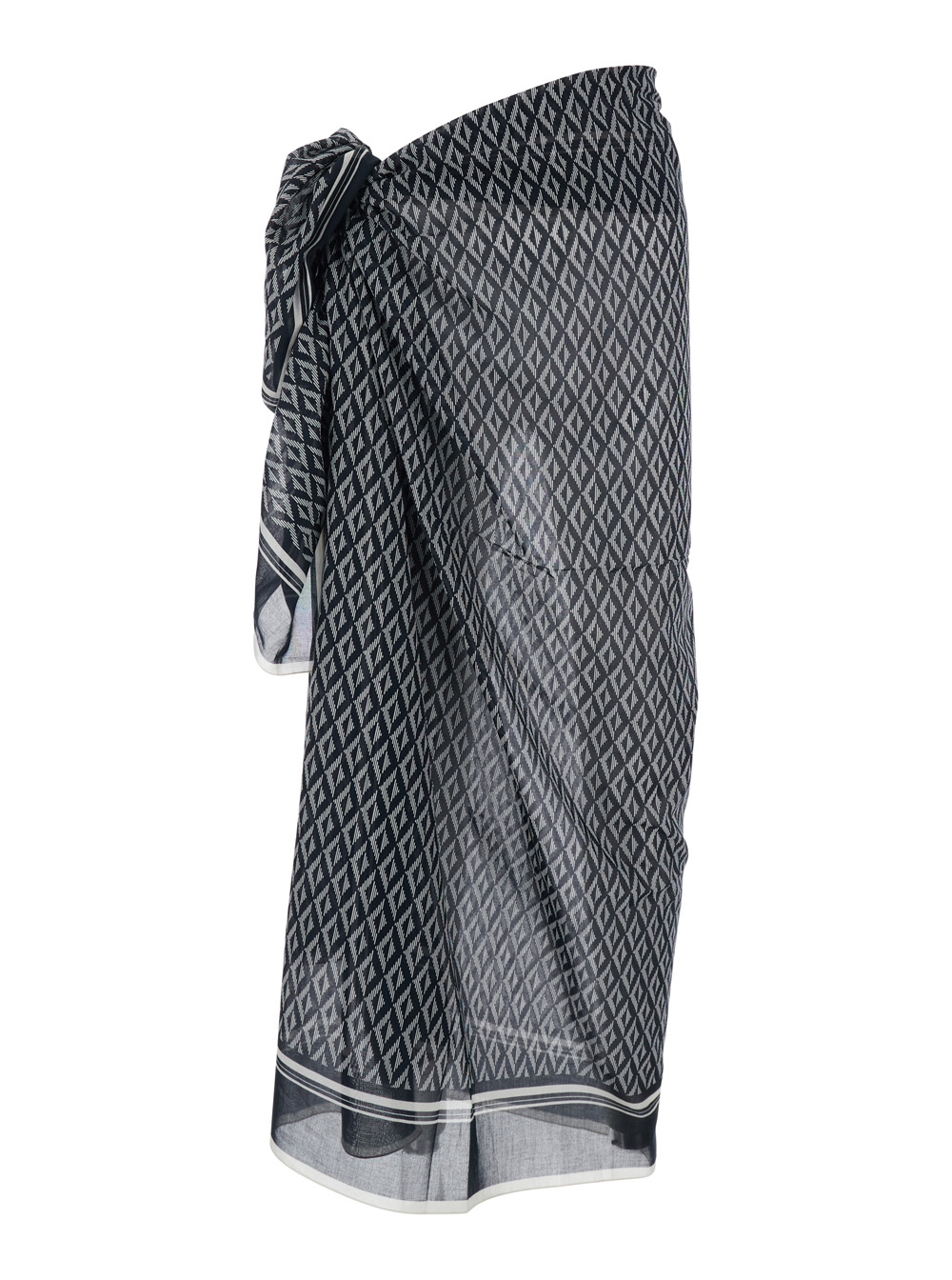 TOM FORD Tom Ford Black and White Asymmetrical Pareo with Geometric Motif in Cotton for Women White/black Skirt - Men　トム フォード 幾何学