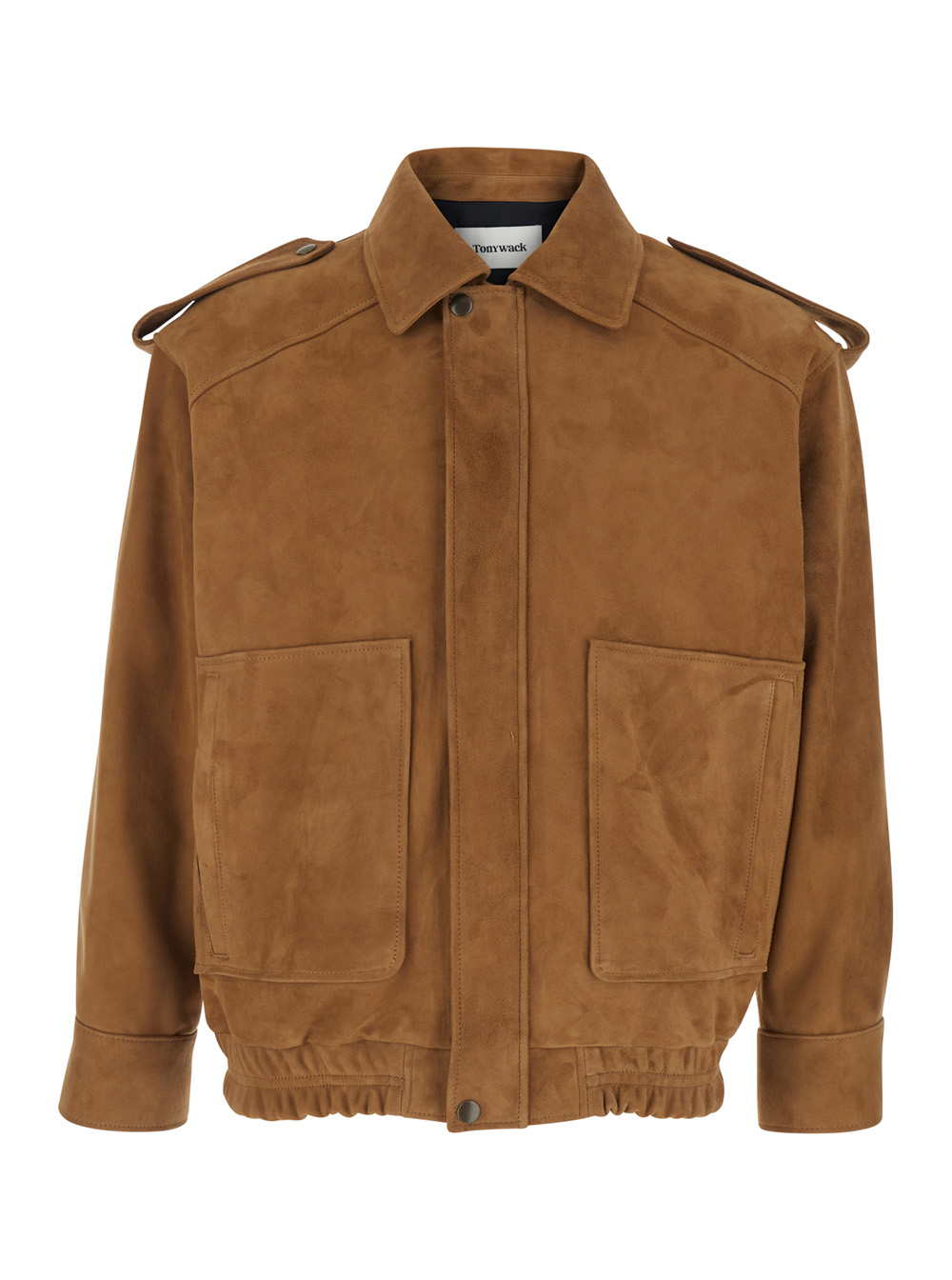 Tonywack Men's Brown Suede Jacket With Classic Collar And Elasticized Waist For Goat Outerwear