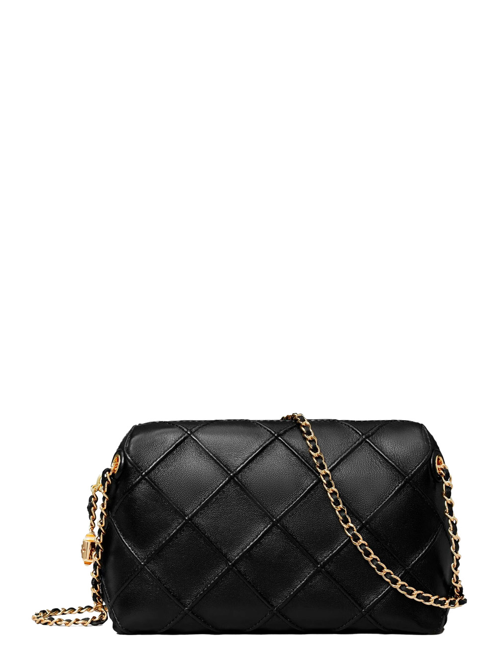 Tory Burch Women's Black Shoulder Bag Fleming With Chain Strap And Diamond Quilting In Leather For Lamb Crossbody