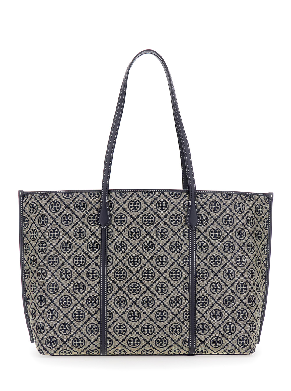 Tory Burch Women's Blu Perry T Monogram Tote E With Logo Cotton Polyester Bags