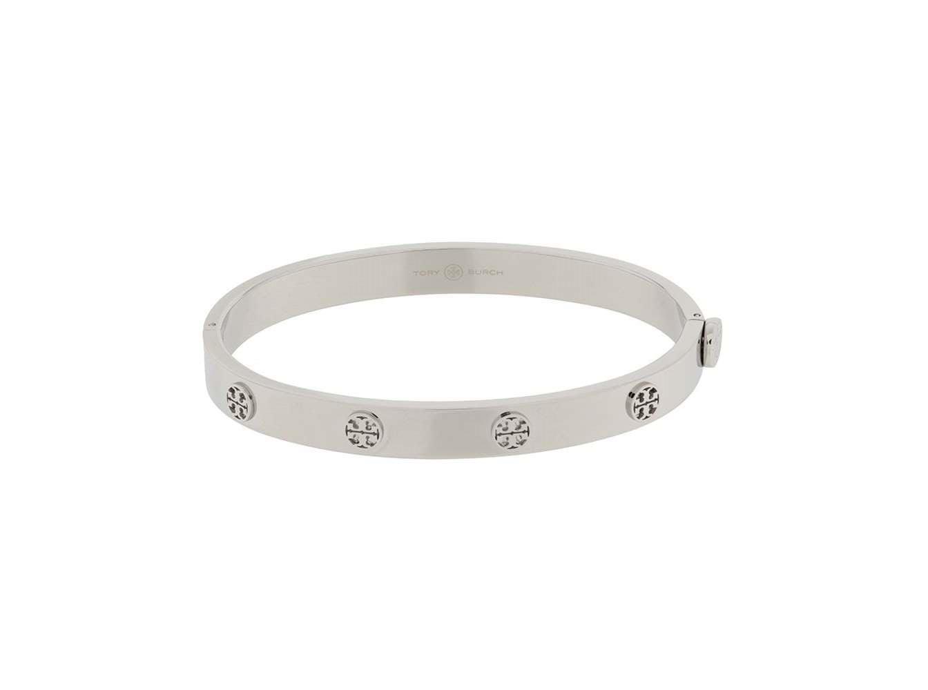 Tory Burch Women's Metallic Steel Bracelet With Engraved Logo - Stainless