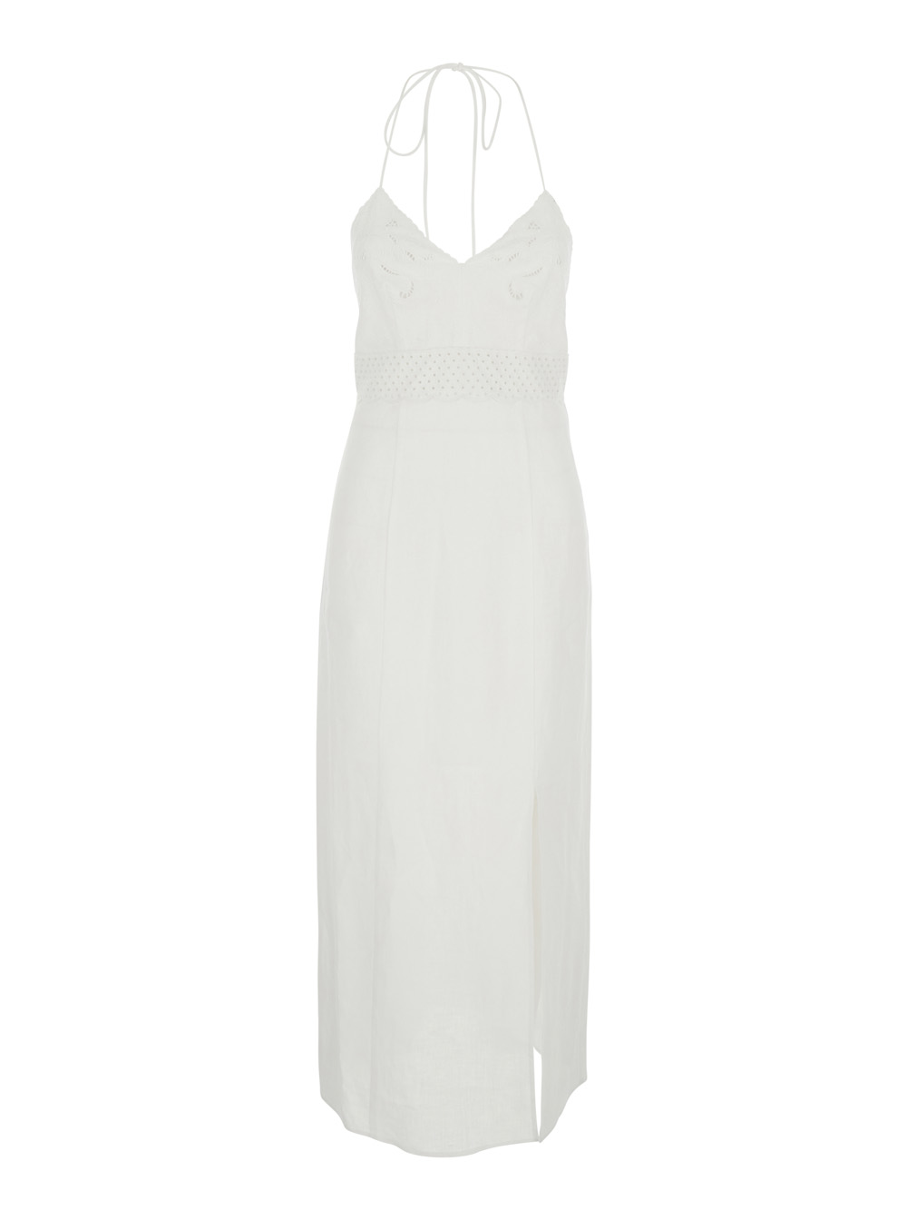 Twinset Women's White Dress Embroidery With Detailed In Linen
