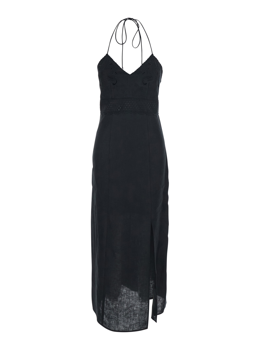 Twinset Women's Black Embroidery Linen Dress