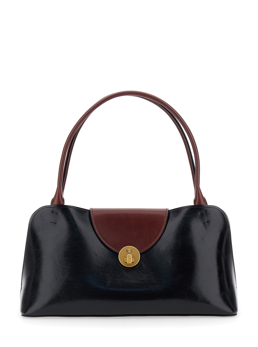 Versace Women's Black Vivien Shoulder Bag With Turn Lock Closure And Medusa Plaque In Leather For Lamb