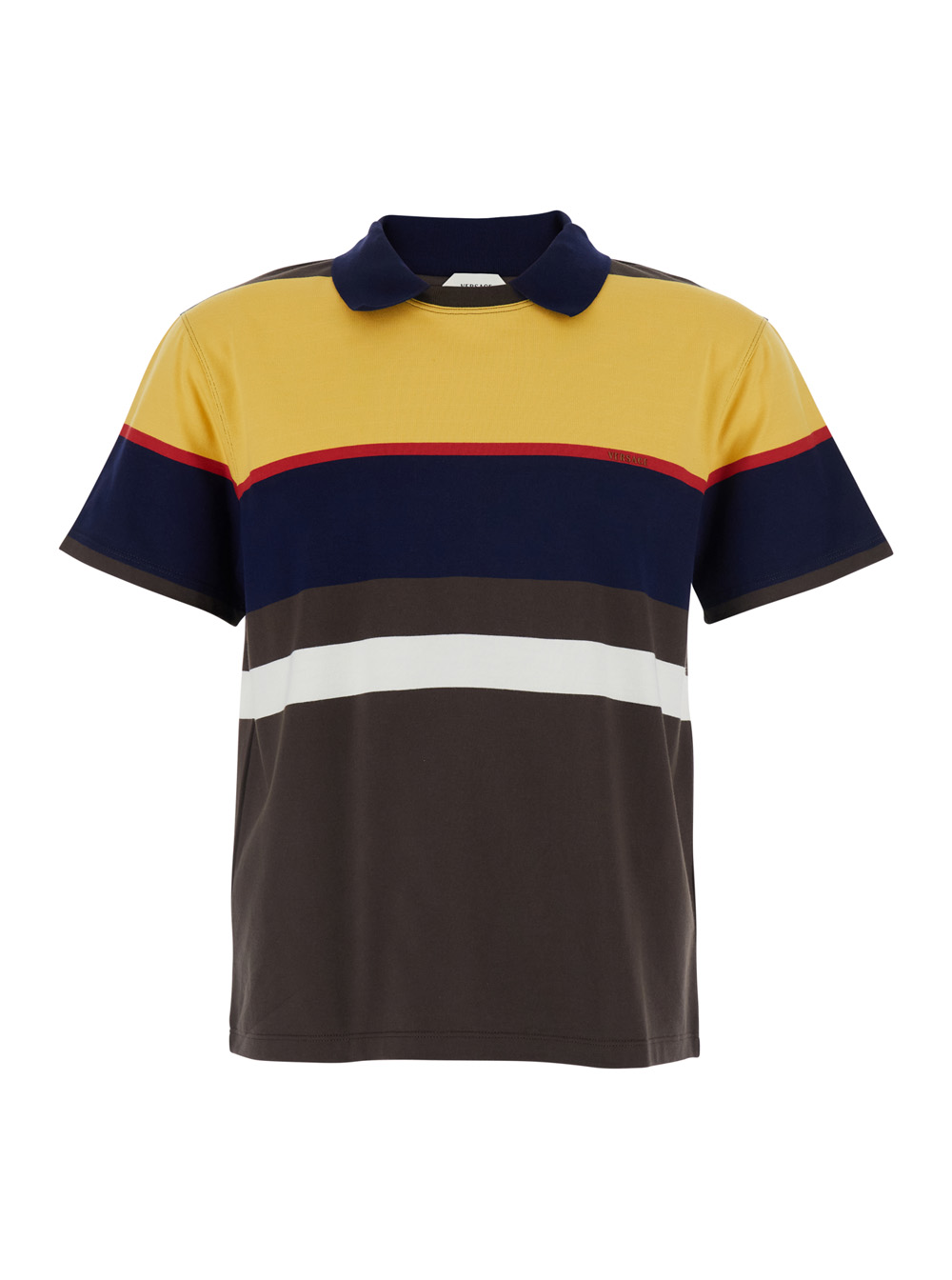 Versace Men's Multicolor Strips T-Shirt With Colorful Details For Cotton Tshirts And Polo Shirts