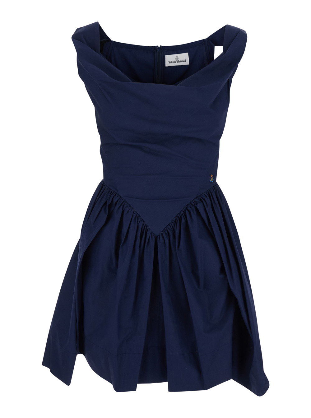 Vivienne Westwood Women's Blu Sunday E Sleeveless Mini Dress With Corset Bodice And Orb Embroidery On The Front In Cotton For