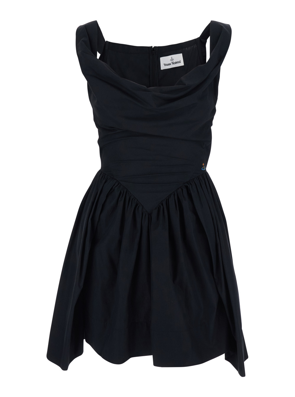 Vivienne Westwood Women's Black Sunday Sleeveless Mini Dress With Corset Bodice And Orb Embroidery On The Front Cotton Woman