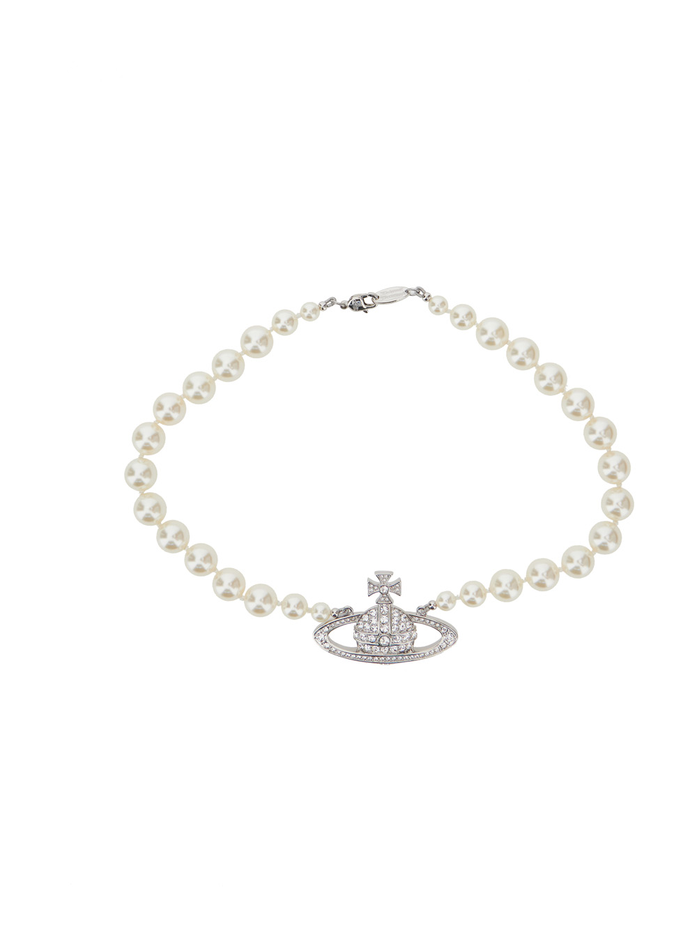 Vivienne Westwood Women's Metallic One Row Pearl Bas Relief Necklace Metal With Brass Details Necklaces