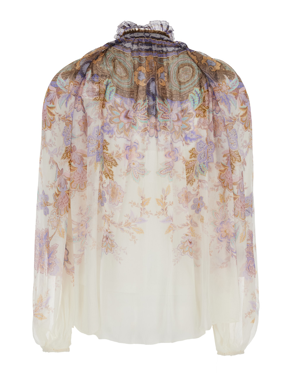 Zimmermann Women's Multicolor Luna Billow Blouse - With Long Sleeves And V-Neck Viscose Shirts Blouses
