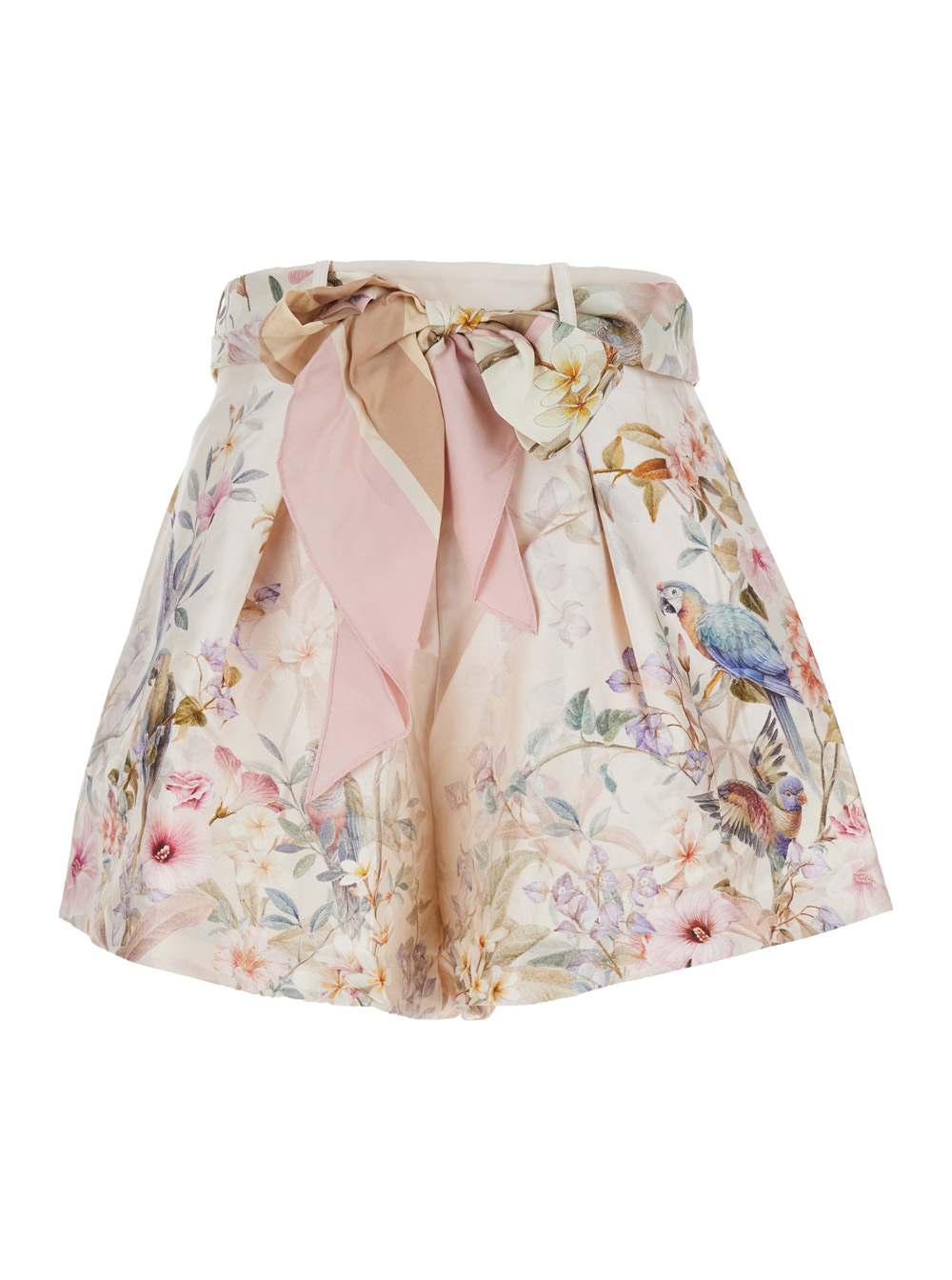 Zimmermann Women's Multicolor Rebellion Shorts With Bow And All-Over Floral Motif In Silk Cotton Bermuda