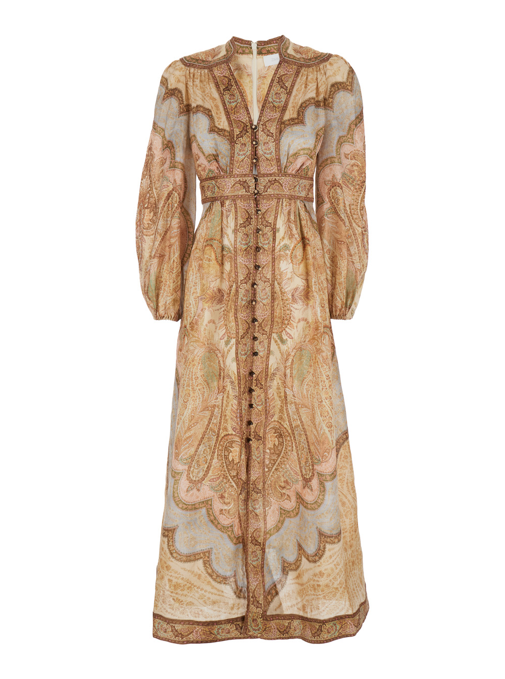 Zimmermann Women's Multicolor Wanderlust Long Dress With V Neck And All-Over Paisley Motif Linen Woman