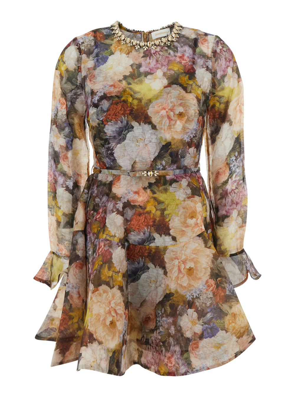 Zimmermann Women's Multicolor Mini Dress Alchemy With Peplum And Short Sleeves Linen Silk