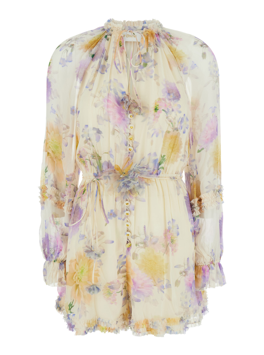 Zimmermann Luna Ruffle Playsuit Multicolor With Details Viscose For Women Jumpsuits – Women